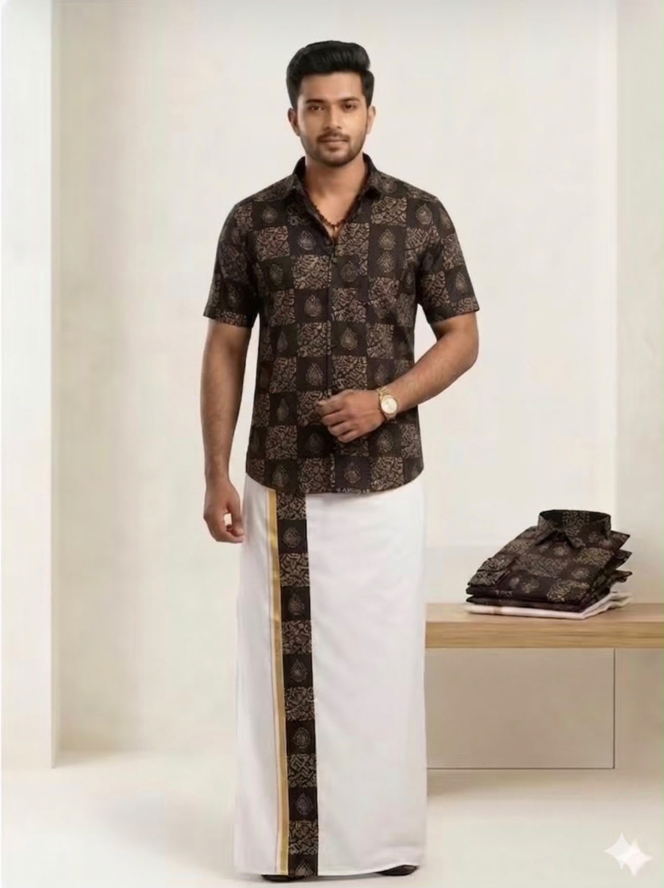 Advaith Men’s Ethnic Shirt & Dhoti Set